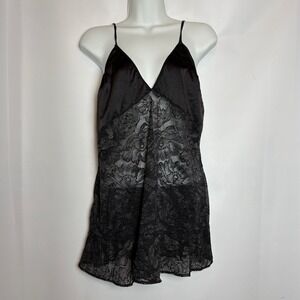 Auden Black Lace Cami Slip Lingerie Dress Size L Vamp Goth Sexy Coquette Romance